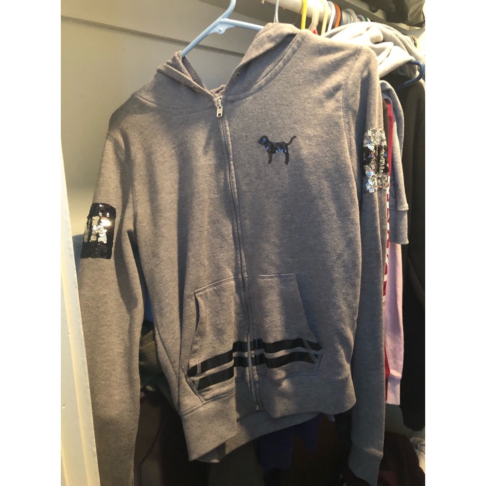 VS PINK Sequin Bling Zip Up